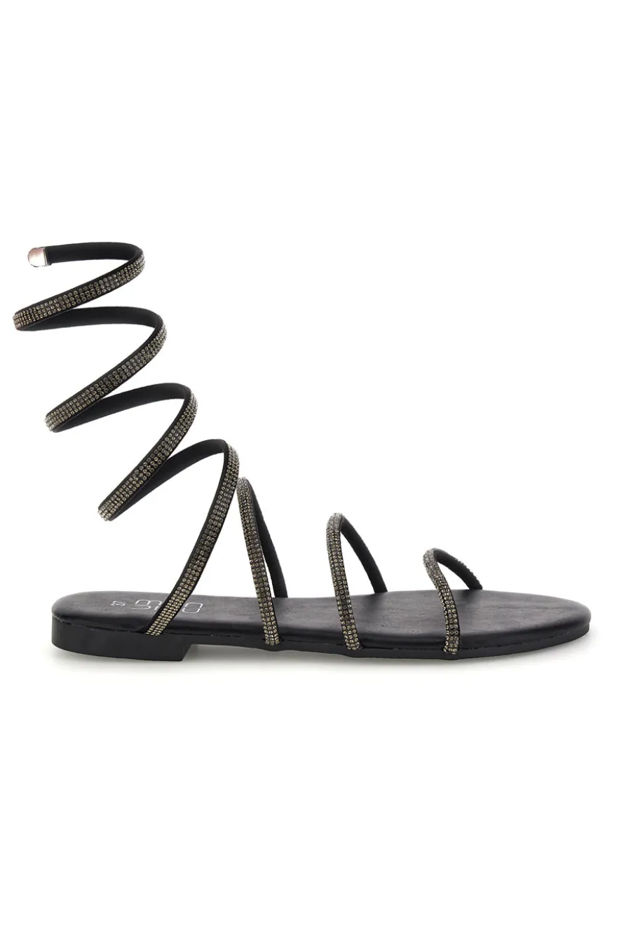 Schwarze Sandalen mit Strasssteinen Mon dieu PRE9300