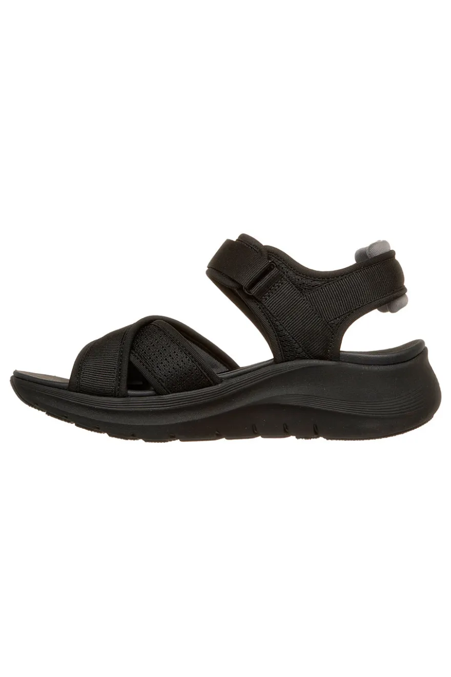 Schwarze Sandalen mit verstellbaren Kreuzriemen Skechers ARCH FIT 2.0 SANDAL FEELIN' BRIGHT