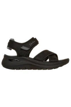 Schwarze Sandalen mit verstellbaren Kreuzriemen Skechers ARCH FIT 2.0 SANDAL FEELIN' BRIGHT