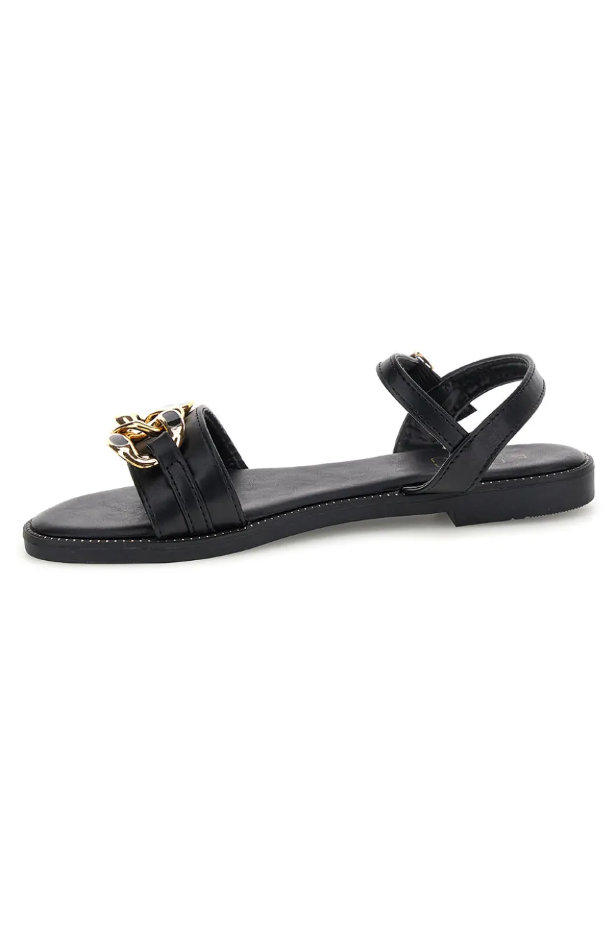 Schwarze Sandalen mit Zierkette Mon dieu PRE5384