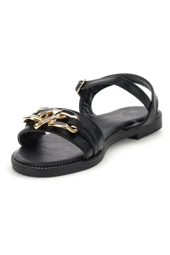 Schwarze Sandalen mit Zierkette Mon dieu PRE5384
