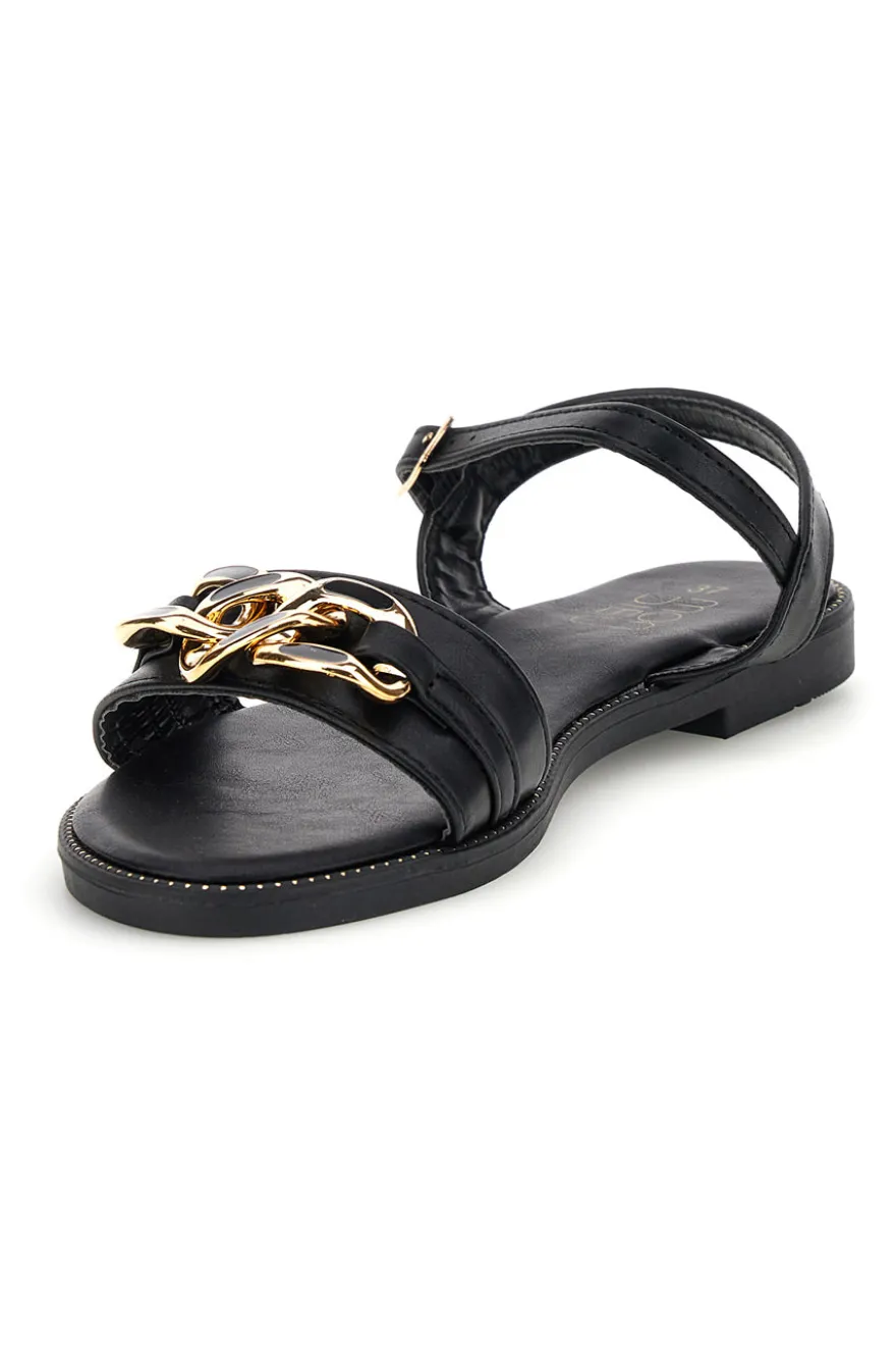 Schwarze Sandalen mit Zierkette Mon dieu PRE5384