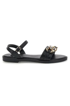 Schwarze Sandalen mit Zierkette Mon dieu PRE5384