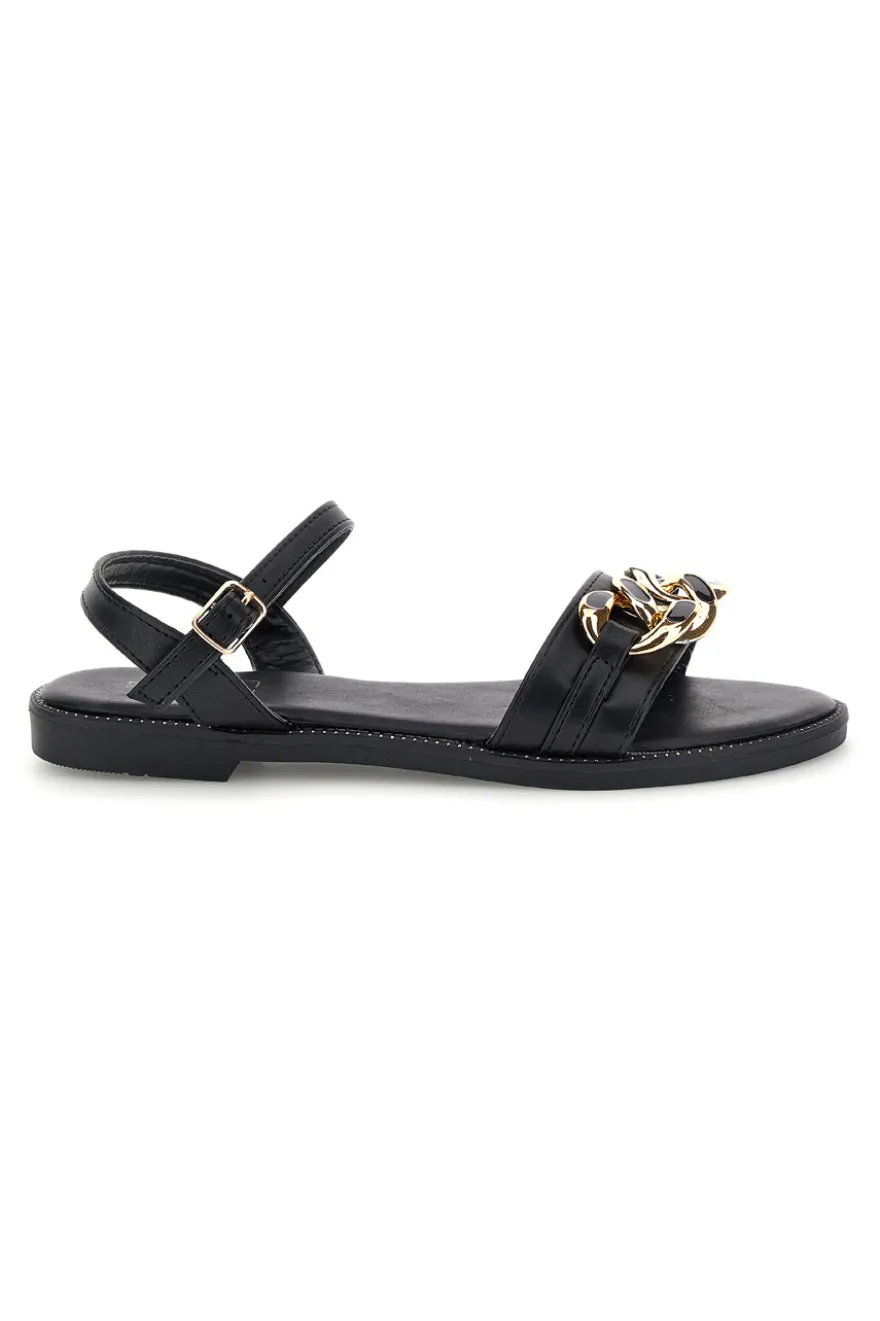 Schwarze Sandalen mit Zierkette Mon dieu PRE5384