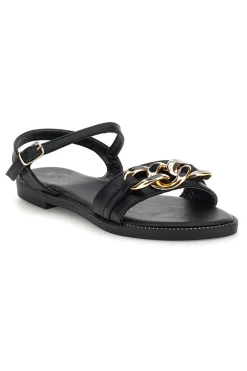 Schwarze Sandalen mit Zierkette Mon dieu PRE5384