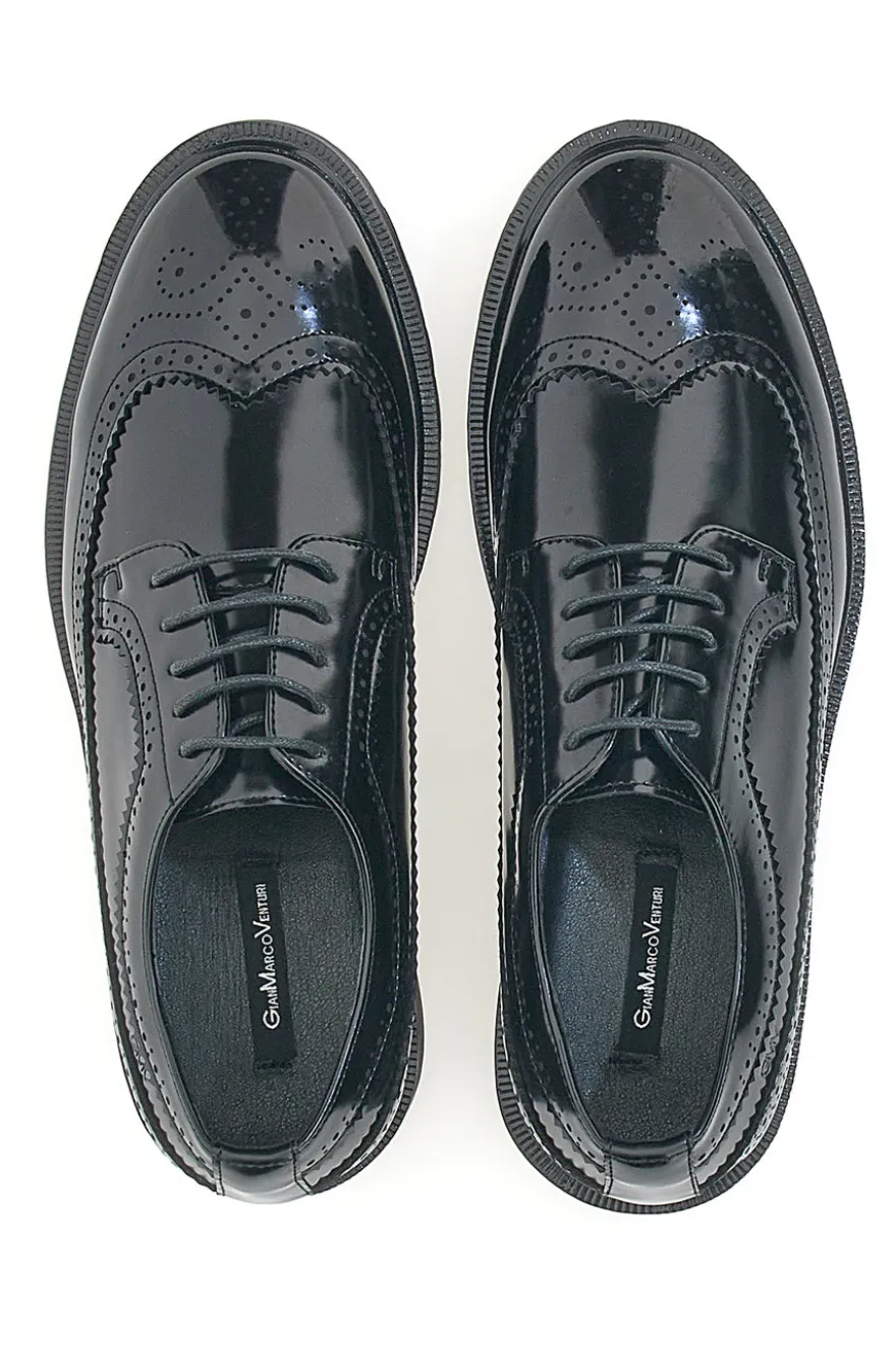 Schwarze Schnürschuhe mit Duilio Gian Marco Venturi-Dekoration