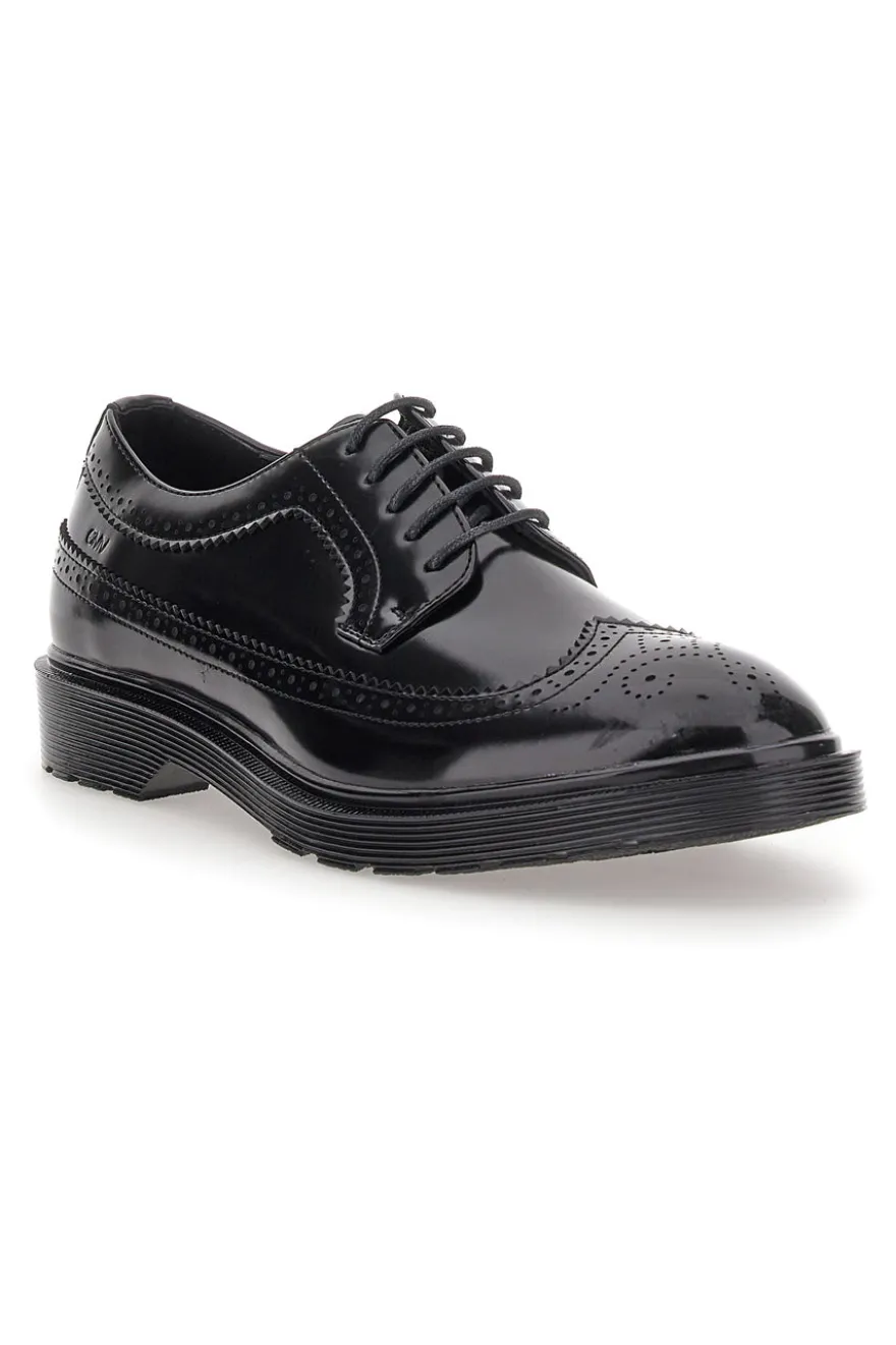 Schwarze Schnürschuhe mit Duilio Gian Marco Venturi-Dekoration