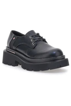 Schwarze Schnürschuhe mit Plateau Betty Flowers 127