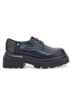 Schwarze Schnürschuhe mit Plateau Betty Flowers 127
