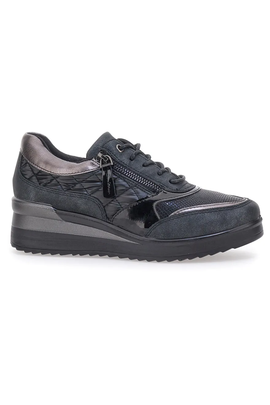 Schwarze Schnürschuhe mit Plateau MIO TEMPO 724072