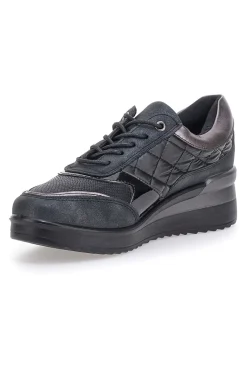 Schwarze Schnürschuhe mit Plateau MIO TEMPO 724072