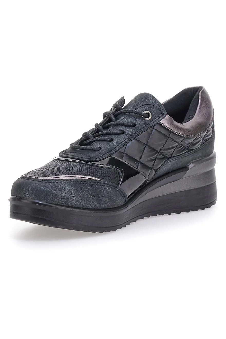 Schwarze Schnürschuhe mit Plateau MIO TEMPO 724072