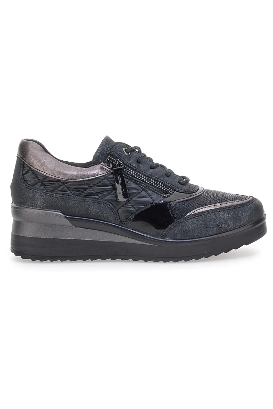 Schwarze Schnürschuhe mit Plateau MIO TEMPO 724072