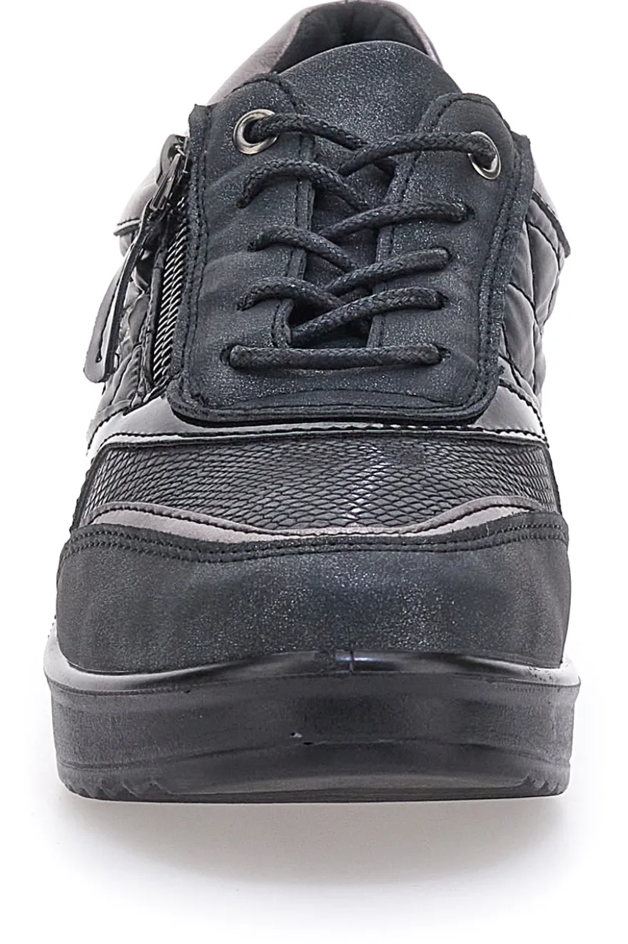 Schwarze Schnürschuhe mit Plateau MIO TEMPO 724072