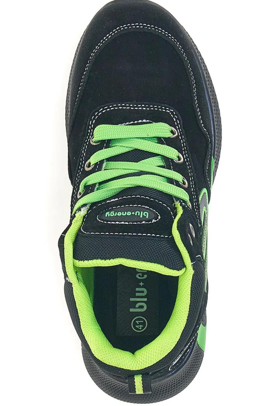 Schwarze Sicherheitsschuhe mit fluoreszierenden Einlagen S1P Blue Energy BS195 S1PS SR