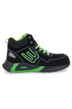 Schwarze Sicherheitsschuhe mit fluoreszierenden Einlagen S1P Blue Energy BS195 S1PS SR