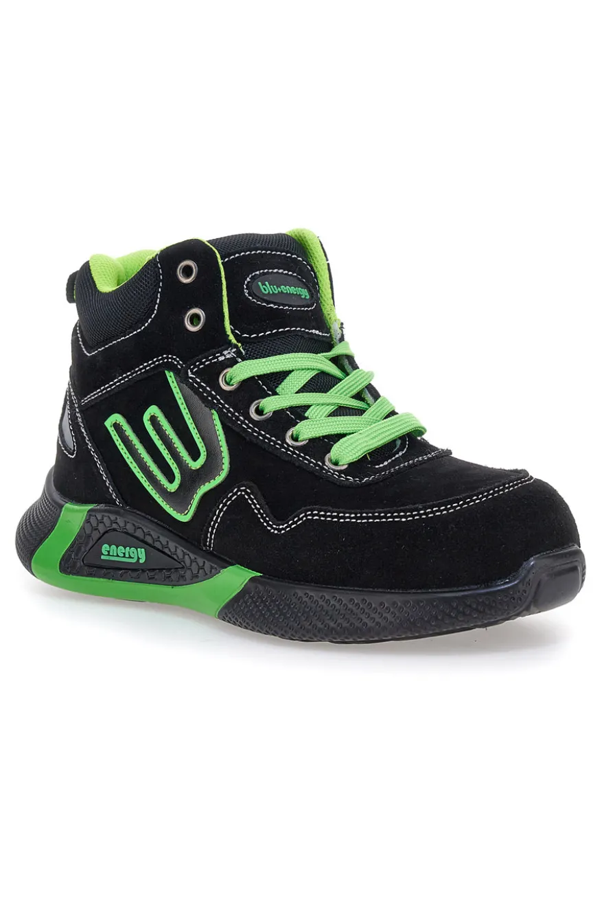 Schwarze Sicherheitsschuhe mit fluoreszierenden Einlagen S1P Blue Energy BS195 S1PS SR