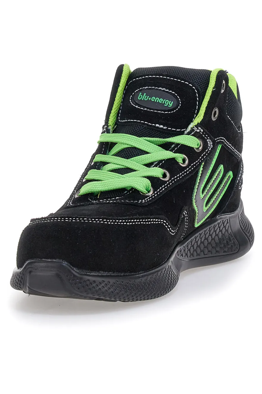Schwarze Sicherheitsschuhe mit fluoreszierenden Einlagen S1P Blue Energy BS195 S1PS SR