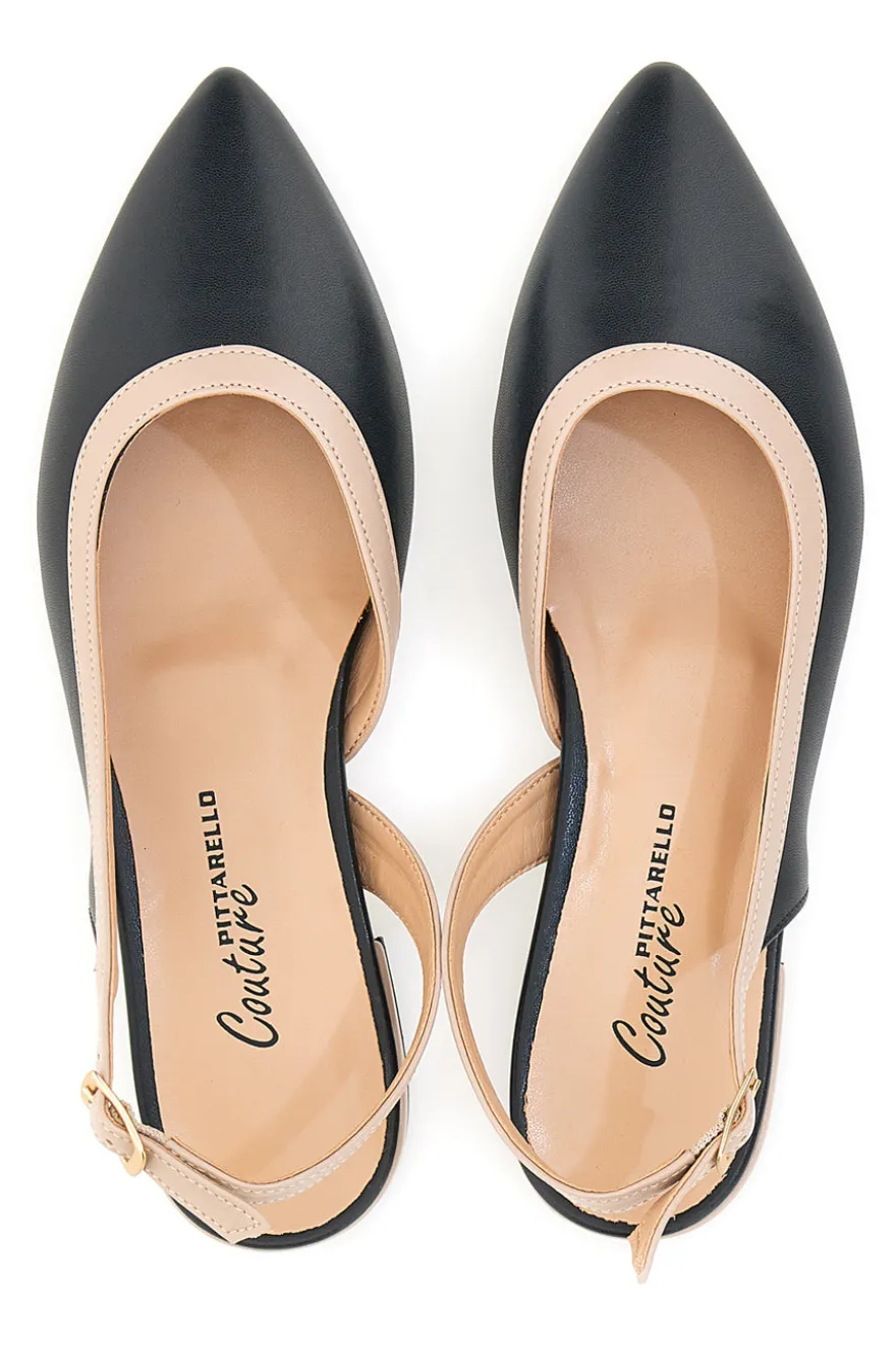 Schwarze Slingback-Ballerinas Pittarello Couture 6011