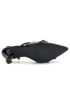 Schwarze Slingback-Pumps mit Riemchen First Lady P655