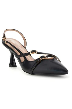 Schwarze Slingback-Pumps mit Riemchen First Lady P655