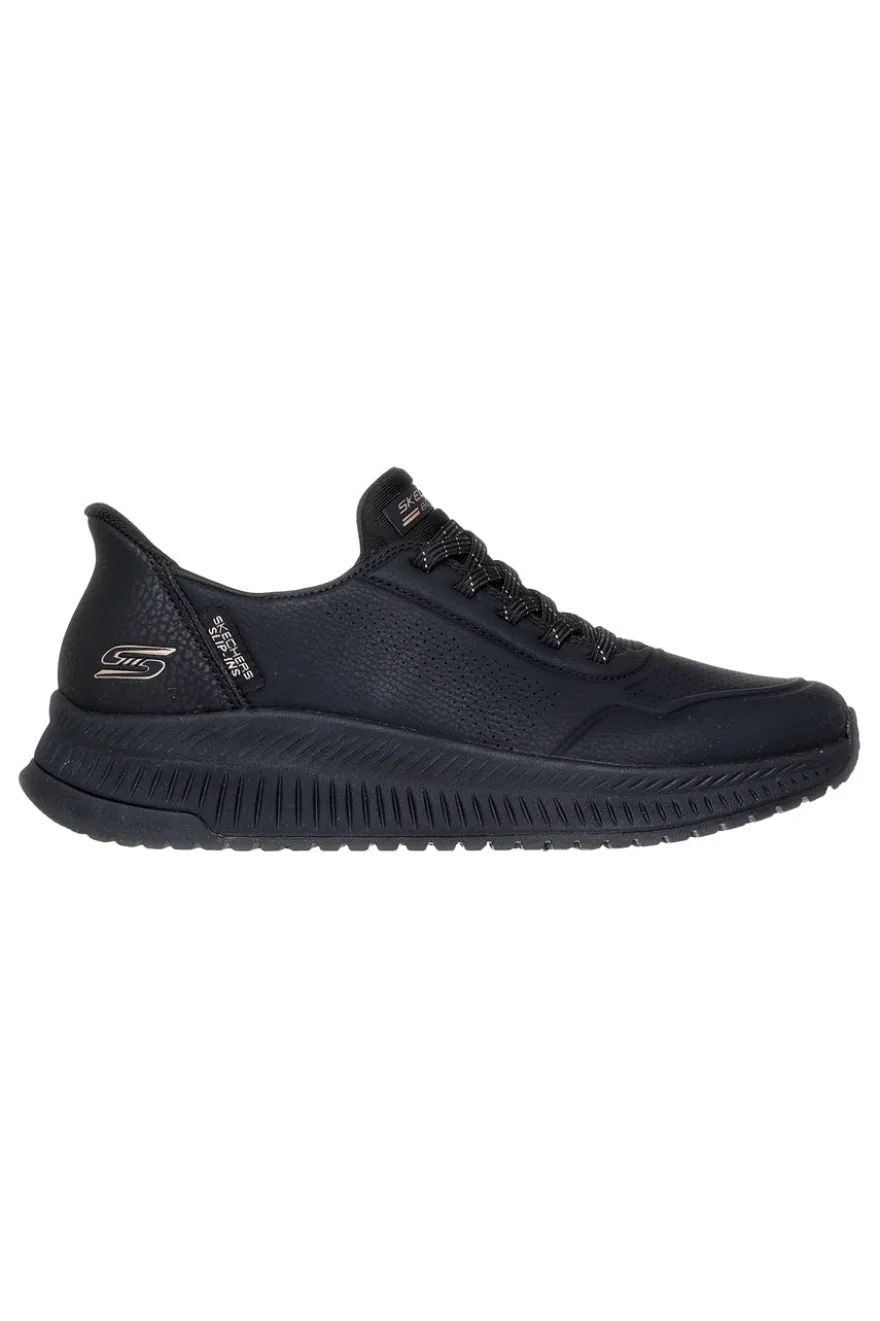 Schwarze Slip-In-Sneaker mit Memory Foam Skechers BOBS SQUAD 4 KEY LOOK