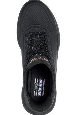 Schwarze Slip-In-Sneaker mit Memory Foam Skechers BOBS SQUAD 4 KEY LOOK
