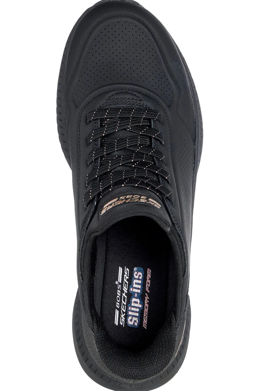 Schwarze Slip-In-Sneaker mit Memory Foam Skechers BOBS SQUAD 4 KEY LOOK