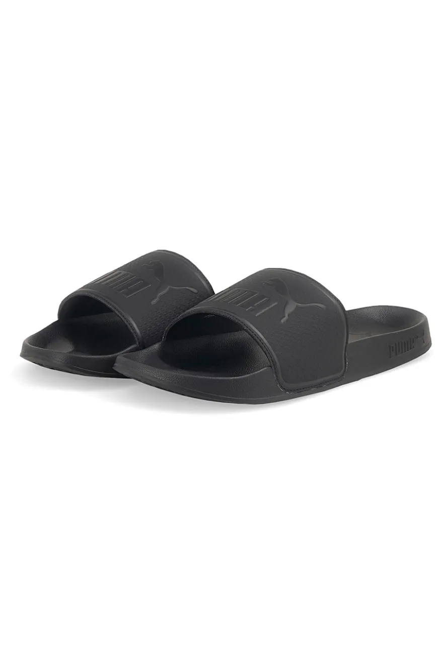 Schwarze Slipper mit gepolstertem Band und PUMA Leadcat 2 Logo