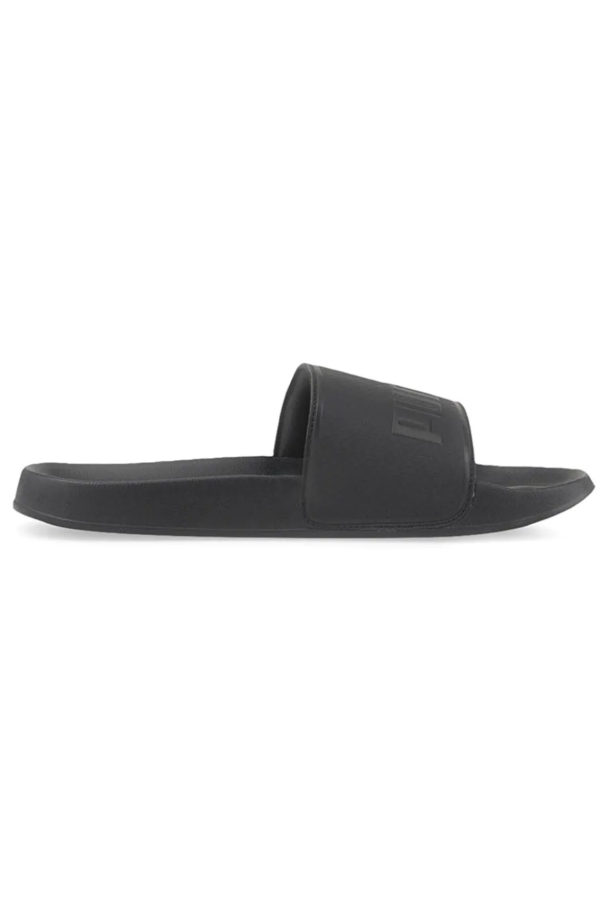 Schwarze Slipper mit gepolstertem Band und PUMA Leadcat 2 Logo