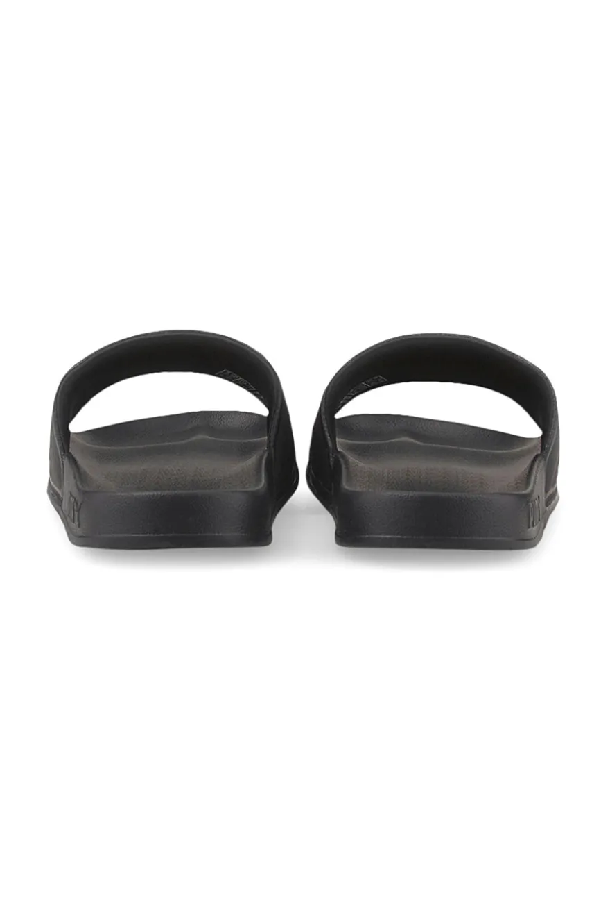 Schwarze Slipper mit gepolstertem Band und PUMA Leadcat 2 Logo