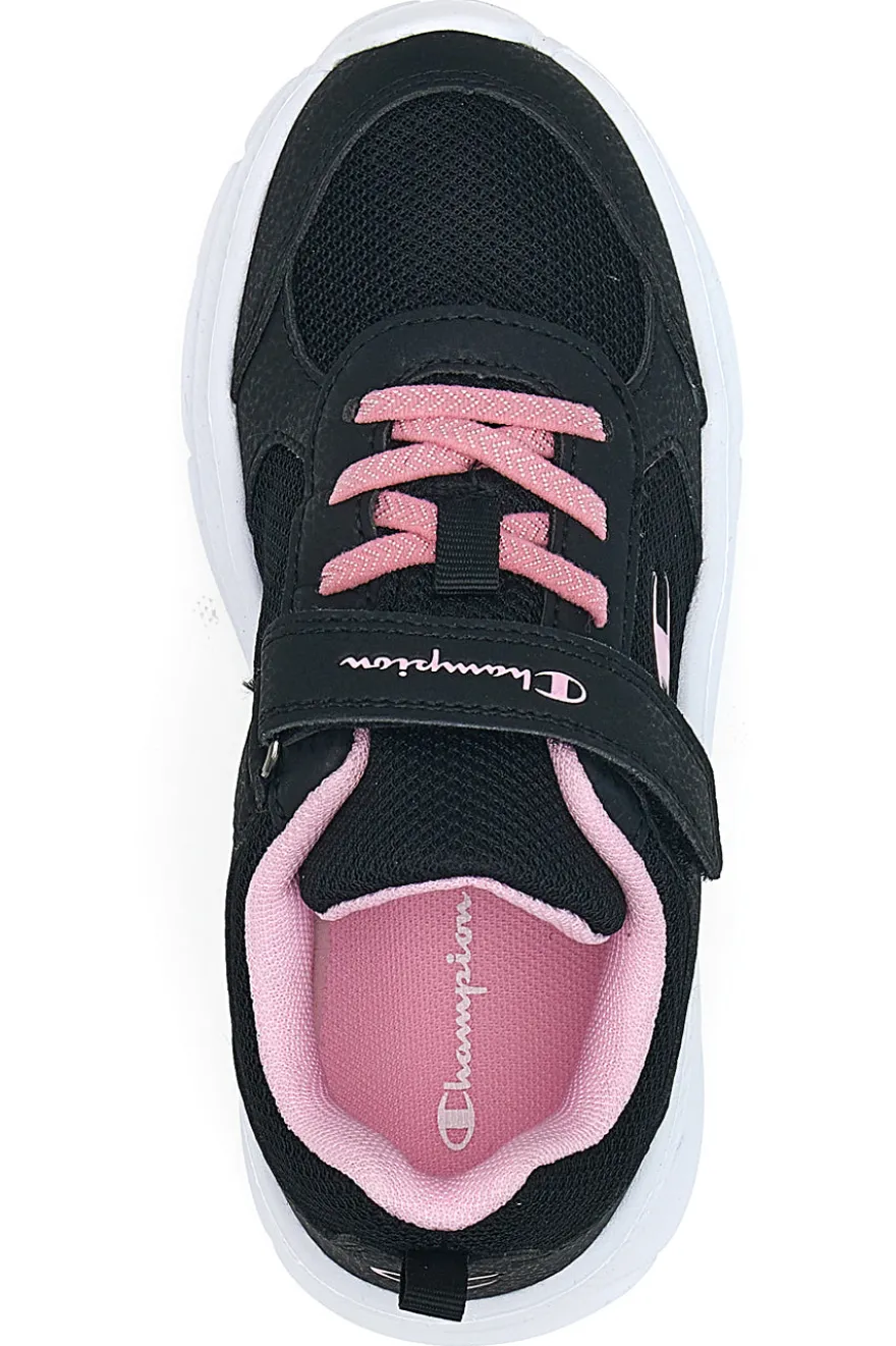 Schwarze Sneaker mit dicker Sohle und rosa Details Champion HRO G PS Low Cut Shoe