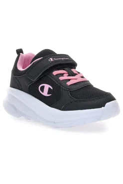Schwarze Sneaker mit dicker Sohle und rosa Details Champion HRO G PS Low Cut Shoe