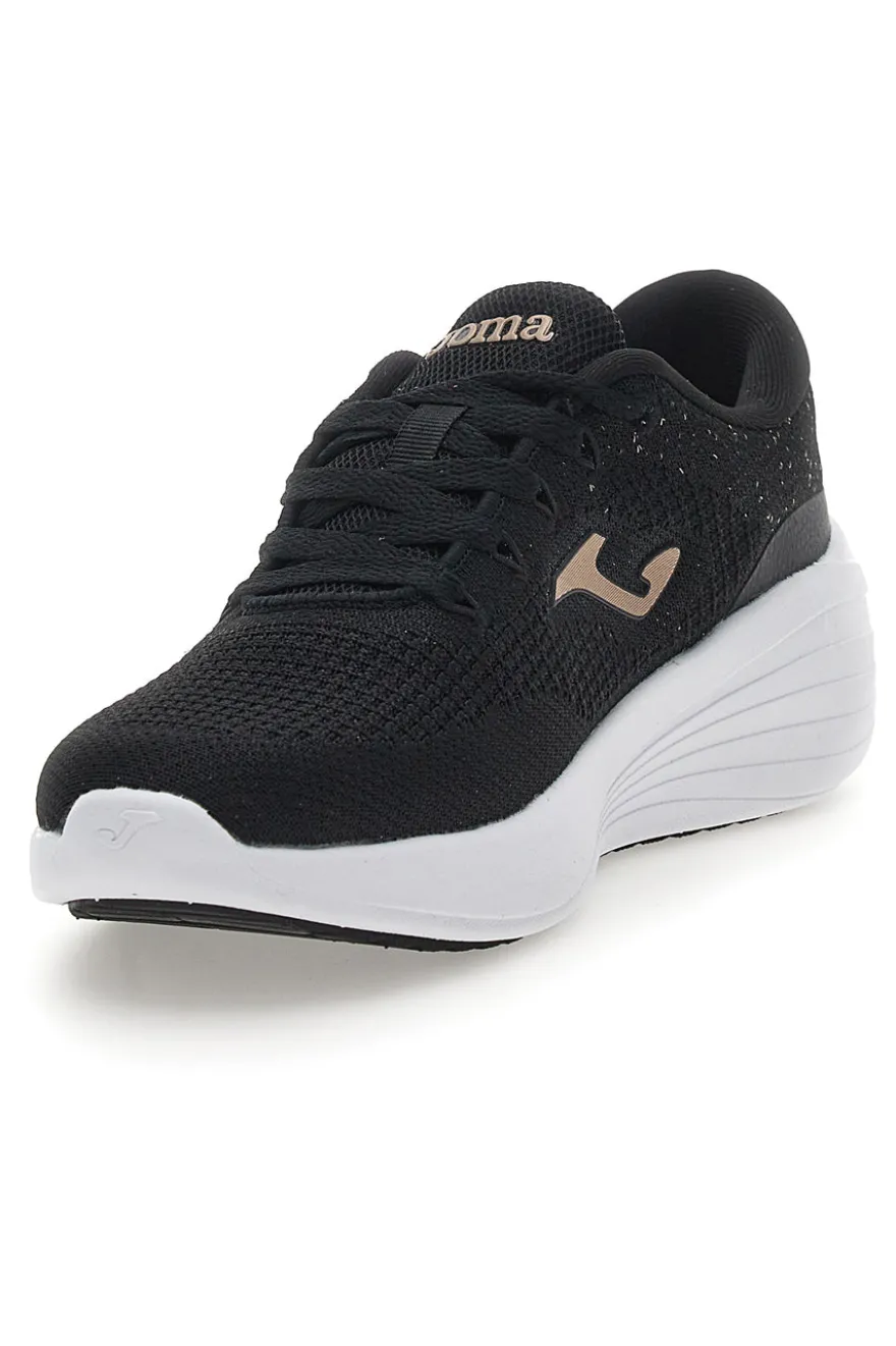 Schwarze Sneakers mit goldenen Details Joma C Dama Lady 2501