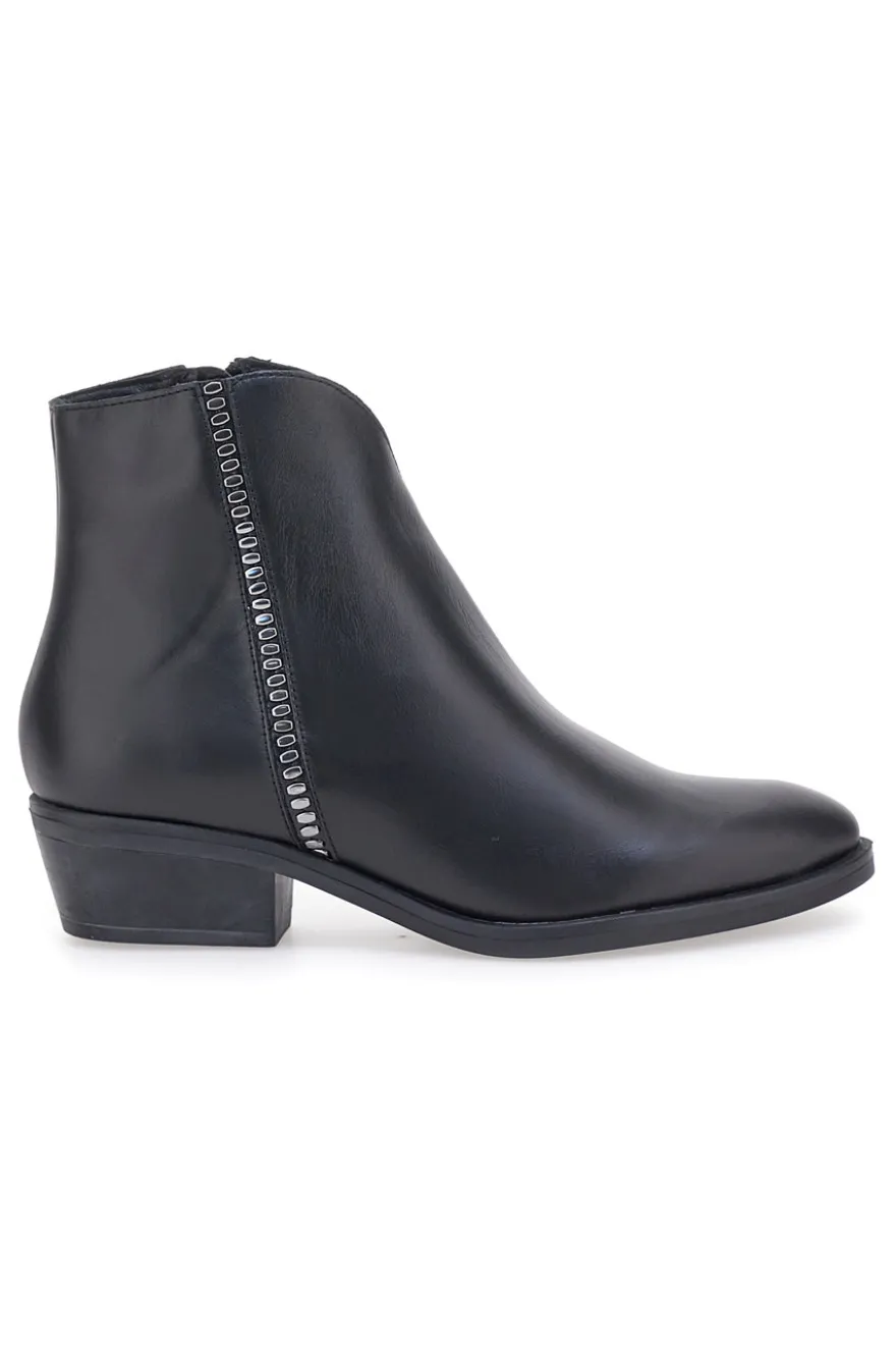 Schwarze spitze Stiefeletten aus echtem Leder PITTARELLO GLAM 4554015