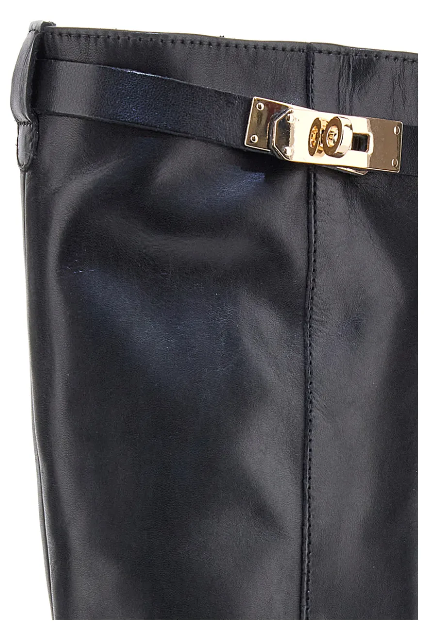 Schwarze Stiefel aus echtem Leder mit goldener Schnalle Pittarello Class RF24L37M