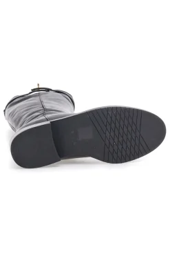 Schwarze Stiefel aus echtem Leder mit goldener Schnalle Pittarello Class RF24L37M