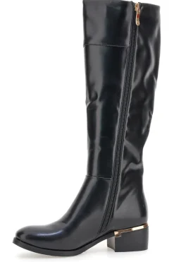 Schwarze Stiefel aus glänzendem Material mit goldenen Details Laura Biagiotti 8782M