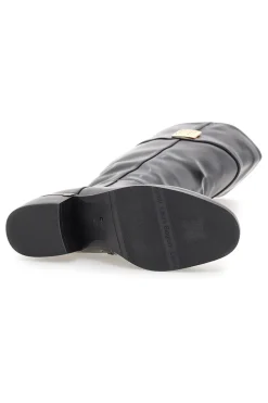 Schwarze Stiefel aus glänzendem Material mit goldenen Details Laura Biagiotti 8782M