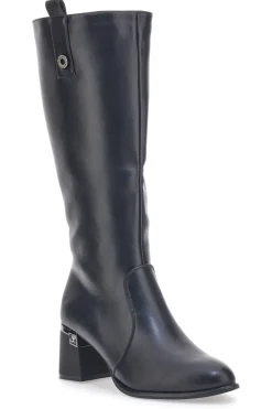 Schwarze Stiefel mit Absatz The First 394
