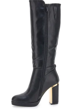 Schwarze Stiefel mit dekorativem Riemen The First RQ23WT6