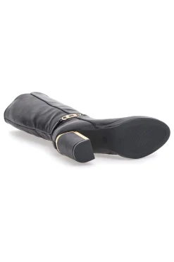 Schwarze Stiefel mit dekorativem Riemen The First RQ23WT6