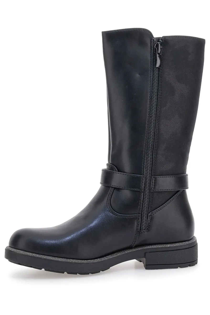 Schwarze Stiefel mit Herzschnalle und Steppmuster Thank You Girl 531473
