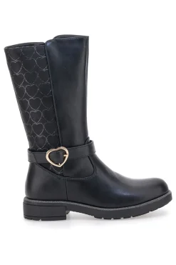Schwarze Stiefel mit Herzschnalle und Steppmuster Thank You Girl 531473