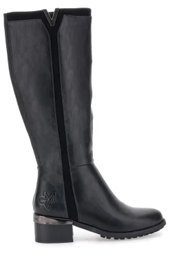 Schwarze Stiefel mit niedrigem Absatz und seitlichem Logo GMV SV0183