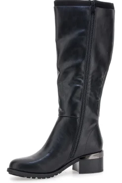 Schwarze Stiefel mit niedrigem Absatz und seitlichem Logo GMV SV0183