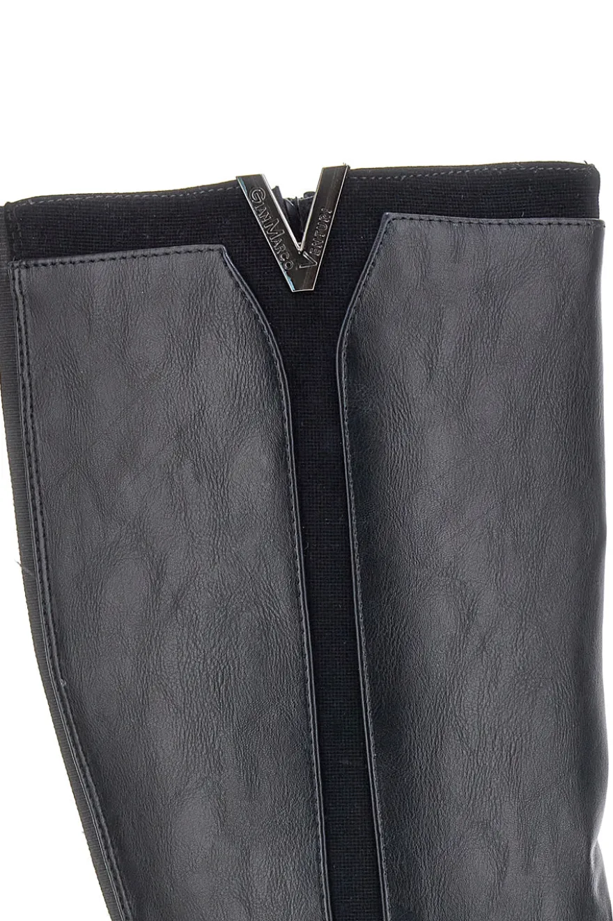 Schwarze Stiefel mit niedrigem Absatz und seitlichem Logo GMV SV0183