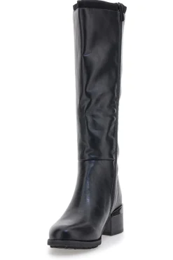 Schwarze Stiefel mit niedrigem Absatz und seitlichem Logo GMV SV0183