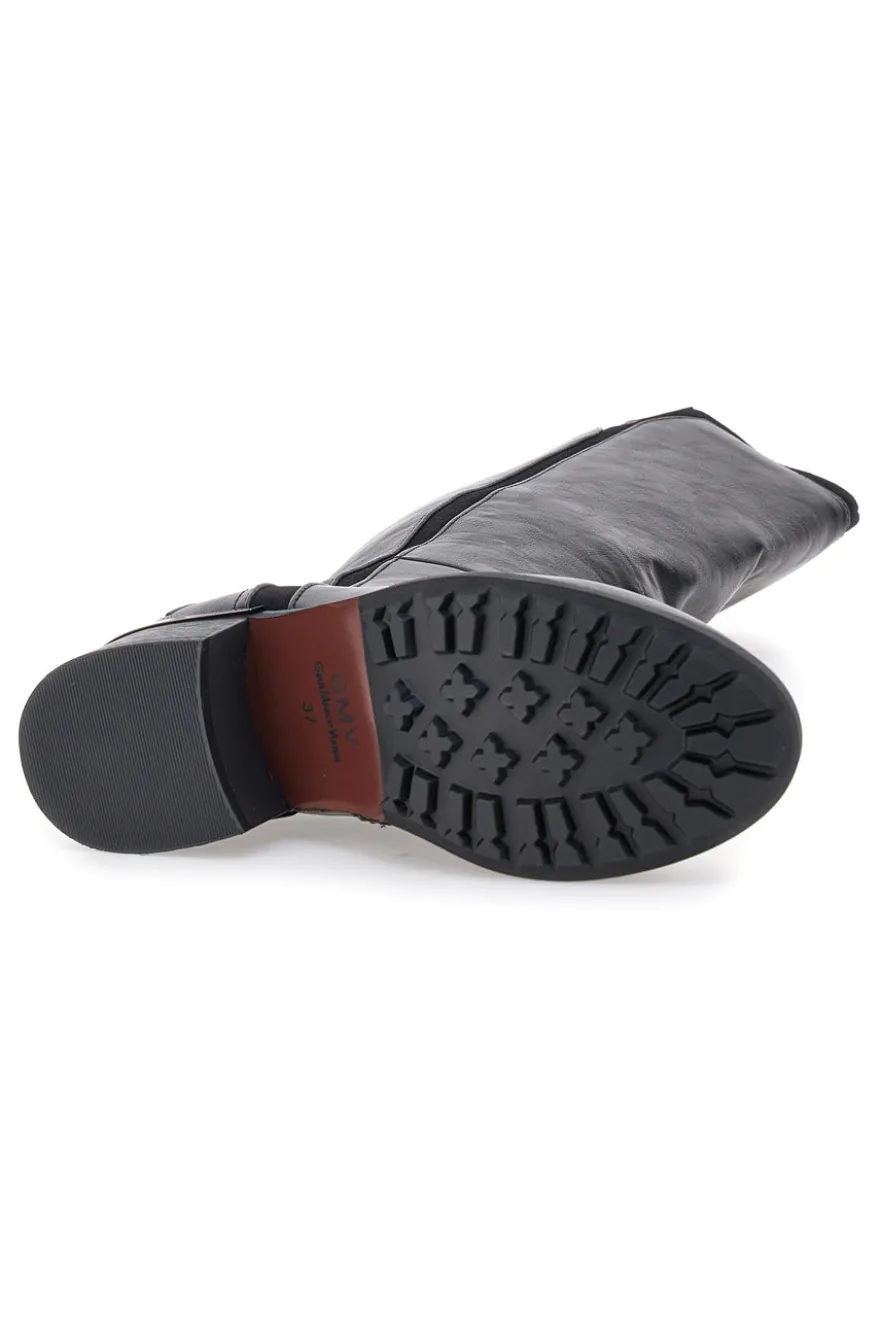 Schwarze Stiefel mit niedrigem Absatz und seitlichem Logo GMV SV0183