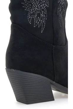 Schwarze Stiefel mit Stickerei und Absatz Cafè Kosten RQ2616